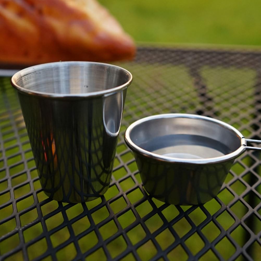 Amosfun Edelstahl Schnapsbecher 50Ml Set 4 Stück Kleine Tragbare Weingläser Für Camping Outdoor Mit Aufbewahrungstasche Stapelbar Geruchsfreie Trinkbecher
