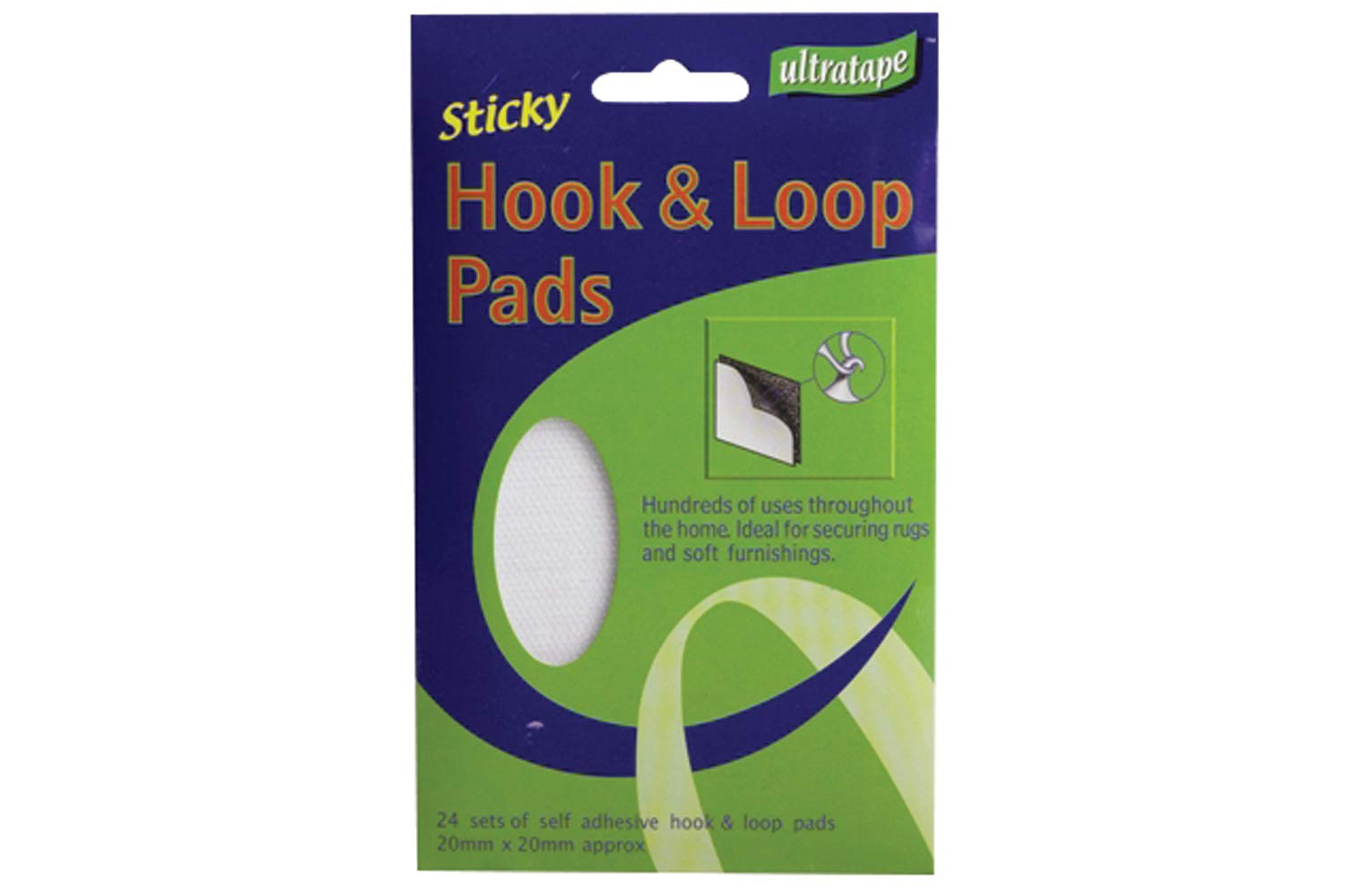 24 White Self Adhesive Ultra Tape Sticky Hook & Loop Pads 5027785073154