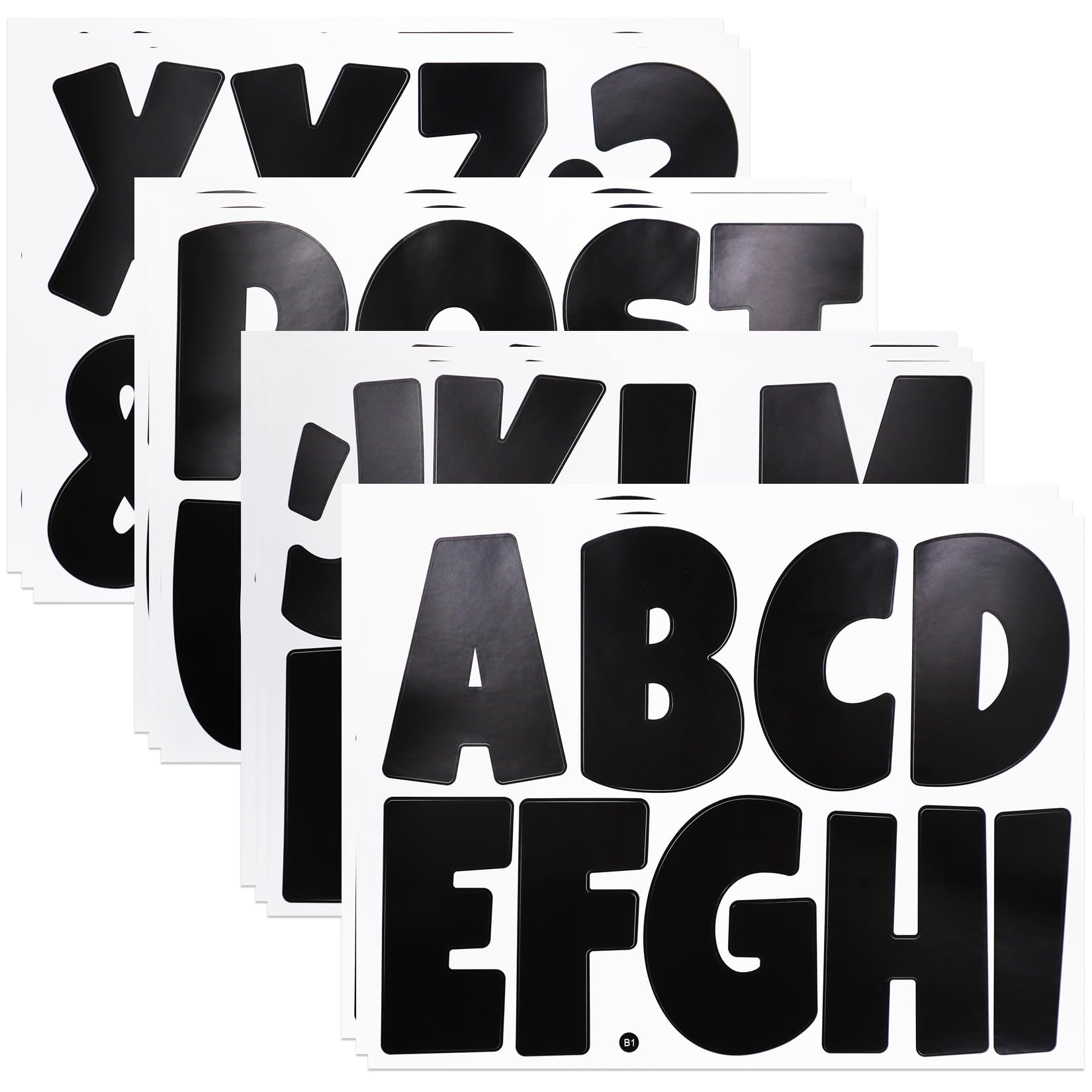 YIKTUNQ 117 Pieces 4 Inch Large Letter Stickers, Self-Adhesive Waterproof & Tear-resistant Large Capital Alphabet Sticker for Mailbox,Outdoor,Garden and Office - 12 Sheets Black