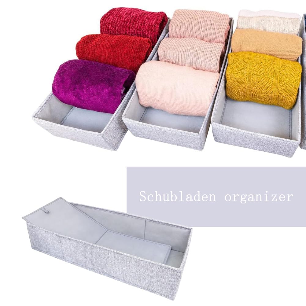 Organizador de cajones, 2 unidades, cajas de almacenamiento, organizador, cajas de tela, sistema de organización, cajas de almacenamiento plegables abiertas para dormitorio, ropa, ropa interior