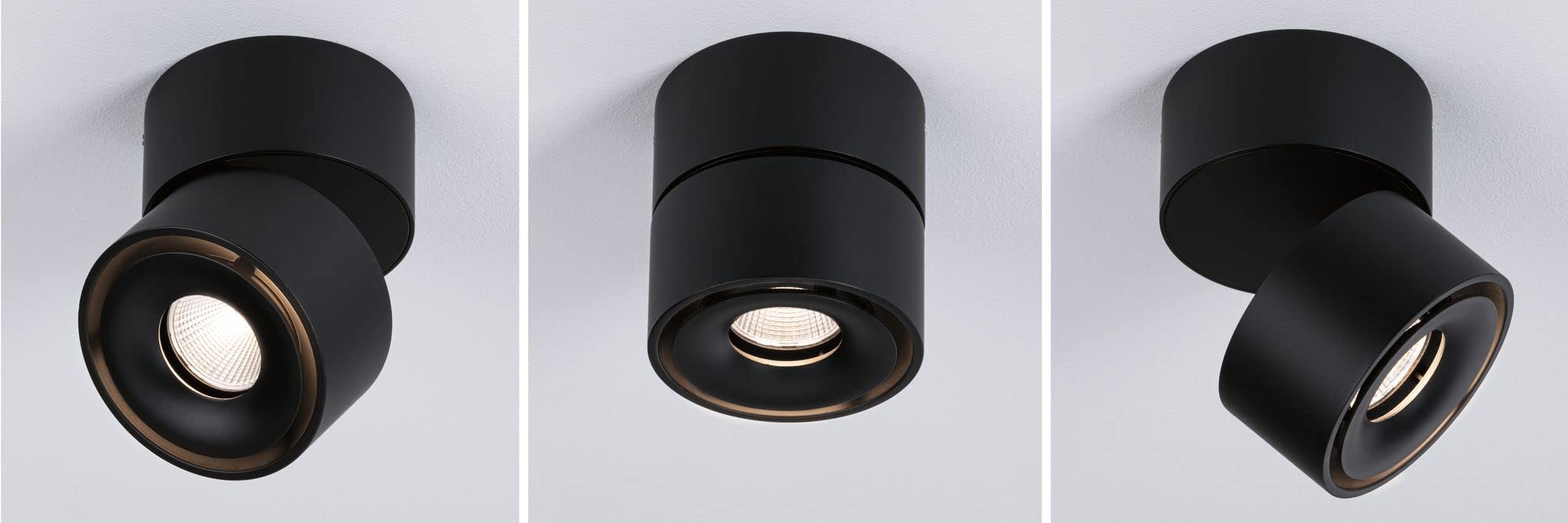 Paulmann 93371 LED Einbauleuchte Deckenleuchte Spircle 78mm incl. 1x8,0 W Warmweiß Schwarz matt Aufbauleuchte Aluminium Deckenleuchte 3000 K
