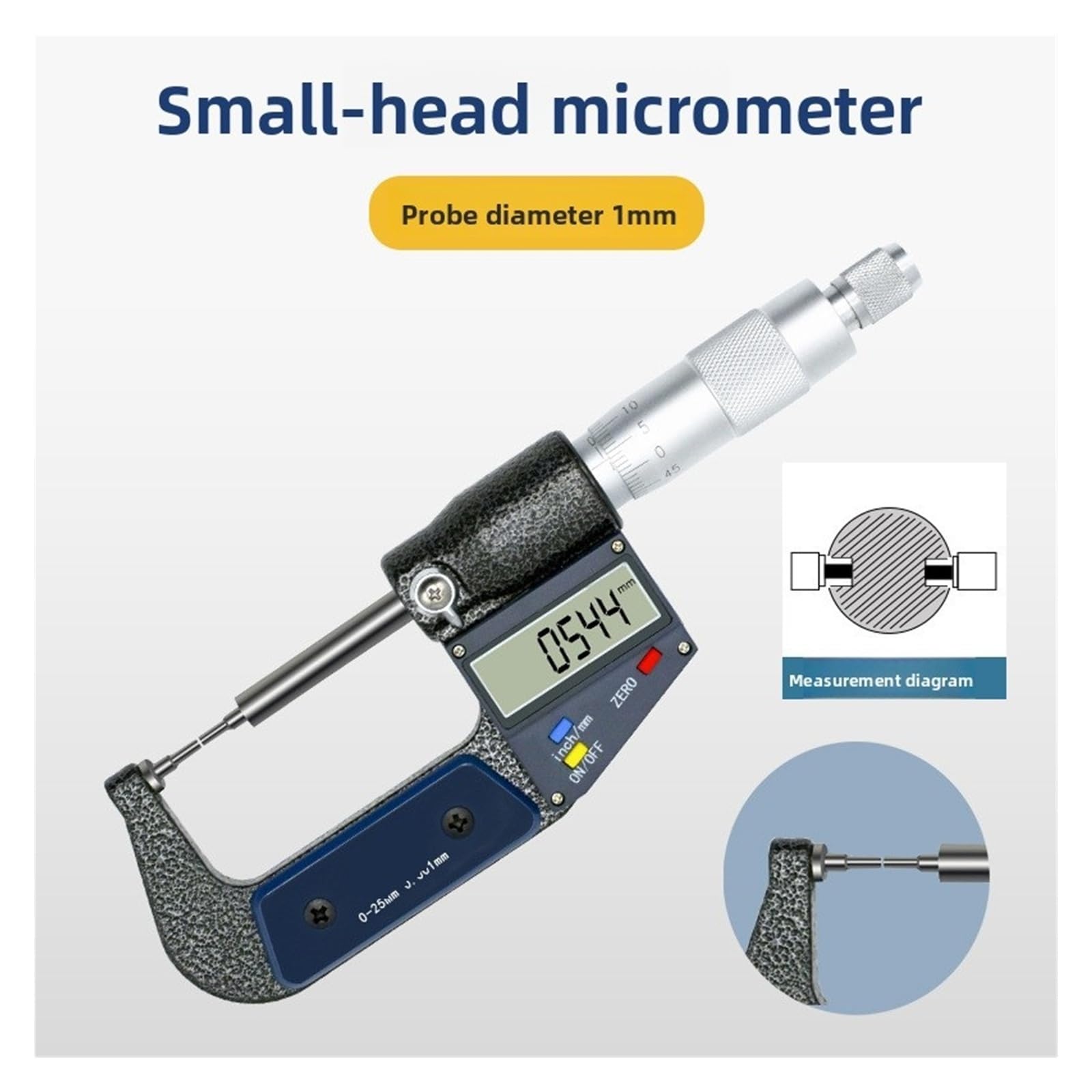 Digitales elektronisches Mikrometer mit dünnen, langen Spitzen for Rundstangen mit Durchmessern von 1 mm und 2 mm Messen Sie alles(75-100mm)