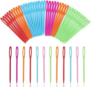 50 PCS Large Eye Plastic Needles,2.7Inch/7cm Learning Needles, Safety Plastic Lacing Needles for Kids and Sewing Handmade Crafts