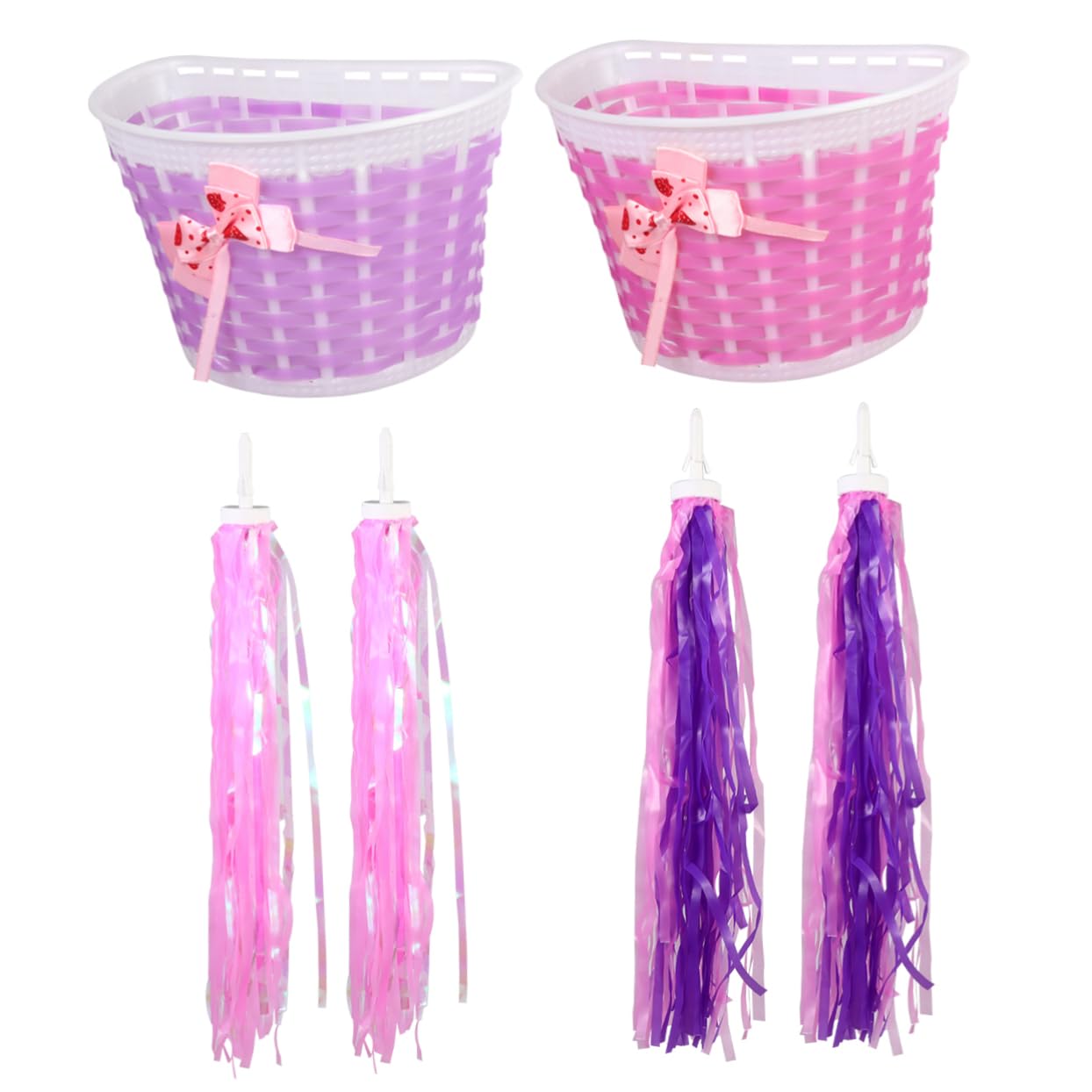 Homoyoyo Girls' Bike Basket Streamers Decorative Bike Ornaments Bike Tassels Basket for Boys and Girls Bike Decor for Girls