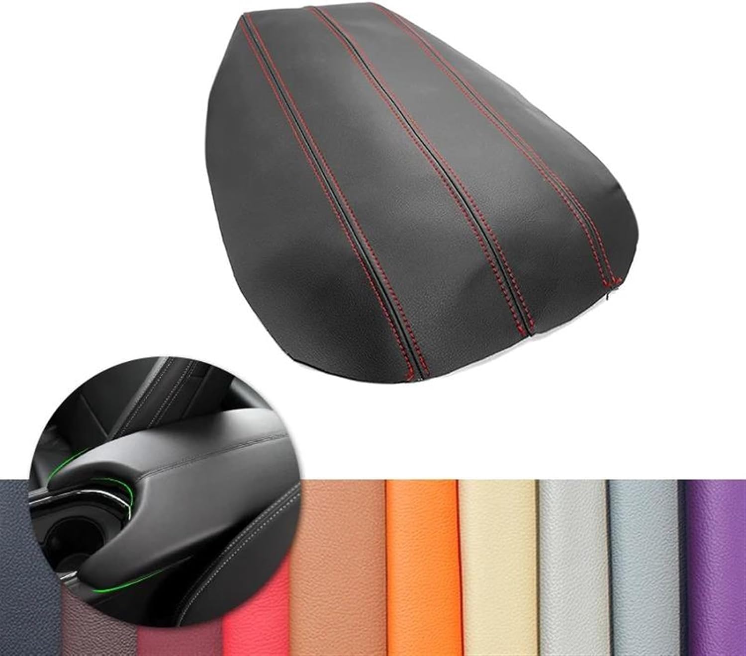 Armrest Box Protection Cover Compatible with Cadillac ATS 2013 2014-2019 Microfiber Leather Cover(Black)