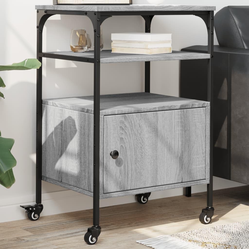 vidaXL Supporto Stampante 3 Piani Grigio Sonoma 50x40x76cm Multistrato