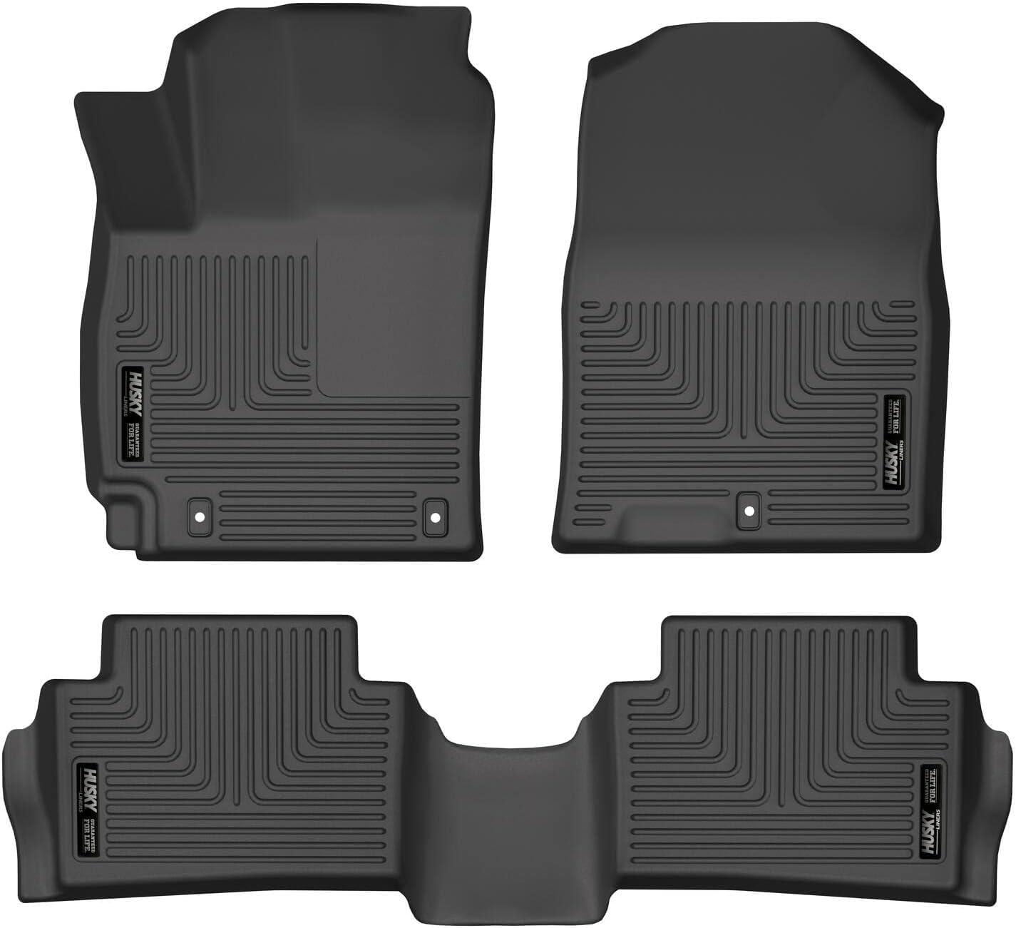 Husky Liners Weatherbeater Floor Mats | Fits 2018-2024 Hyundai Kona | Front & 2nd Row, 3-pc Black - 95581