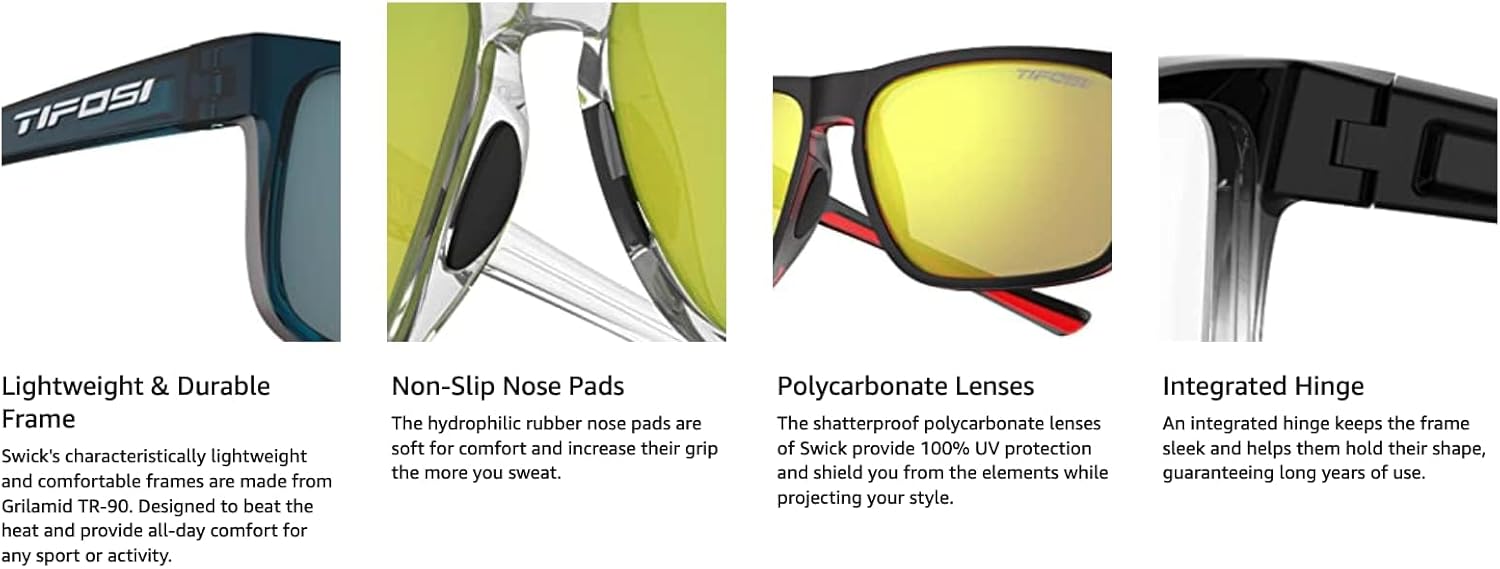Tifosi Swick Sport Sunglasses - Ideal For Cycling, Golf, Hiking, Pickleball, Running, Tennis and Great Lifestyle Look - Image 5