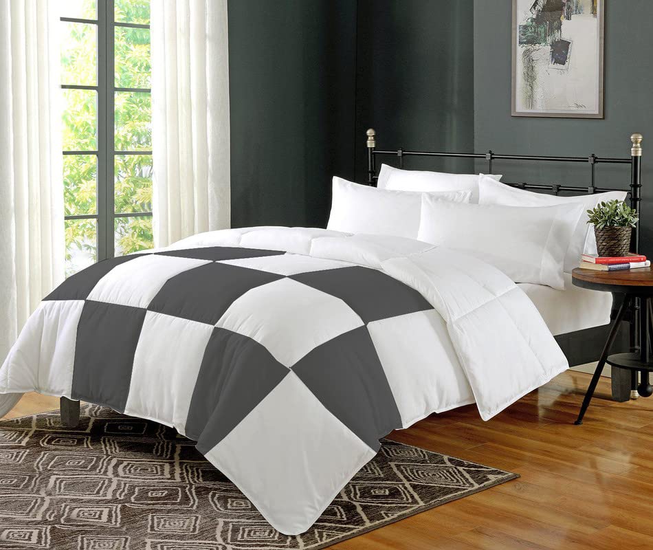 Image of ARLinen Comforter Blanket 300 GSM rajai,Rajai Double Bed, Giza Cotton Heavy Double Bed Blanket for Winter Quilt, Duvet for All Season Light Grey & White