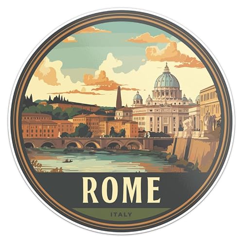 Italy Rome City Sticker - Waterproof Vinyl Decal for Car Bumper, Laptop, Water Bottle, Luggage, Wall, and Window, Size - 3'' X 3''