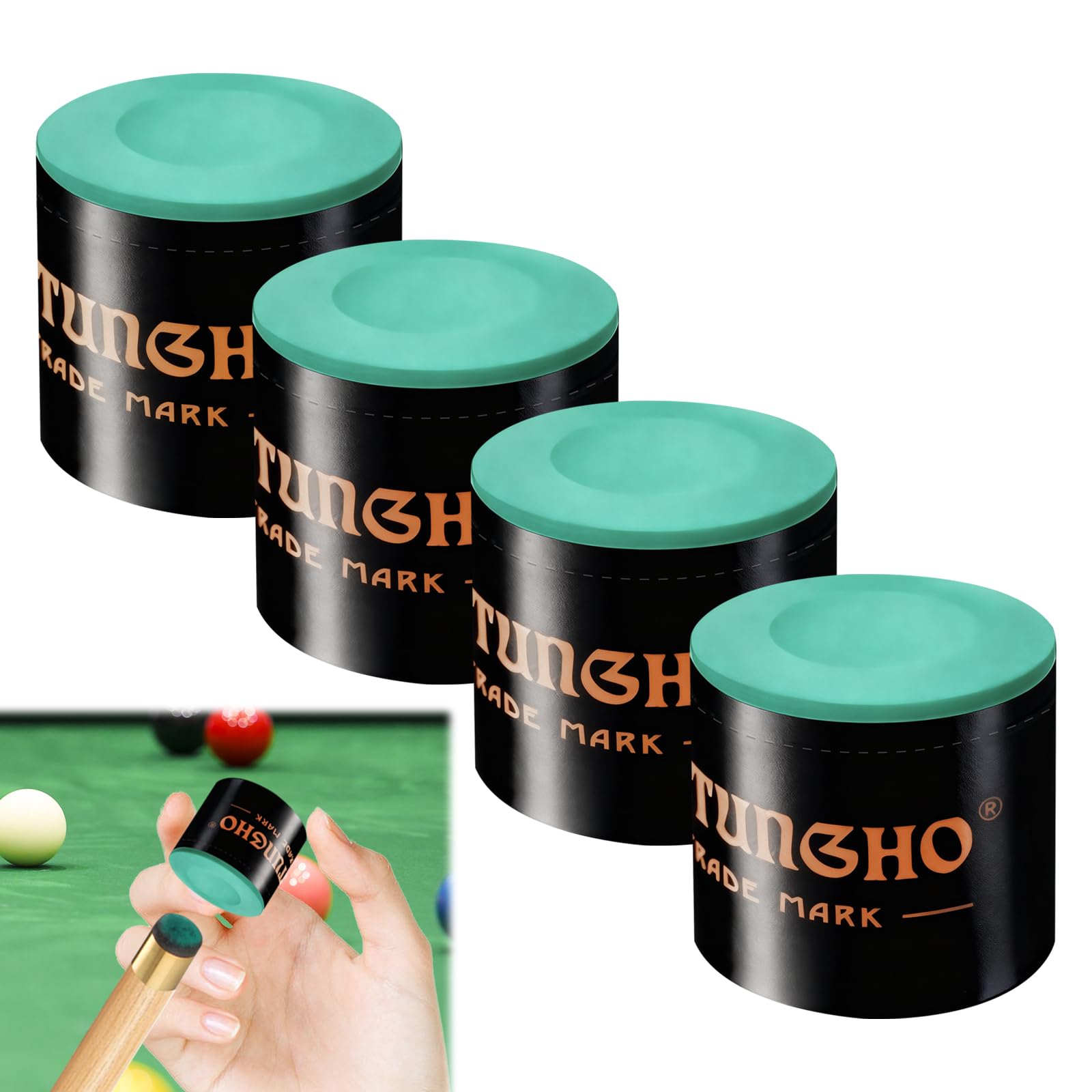 KIKAWORD 4PCS Snooker Chalk for Snooker Cues,Green Pool Cue Chalk for Pool Cue Tips,No-Slip Dry Pool Cue Chalks for Tips,for Cue Tips, Billiard Gifts