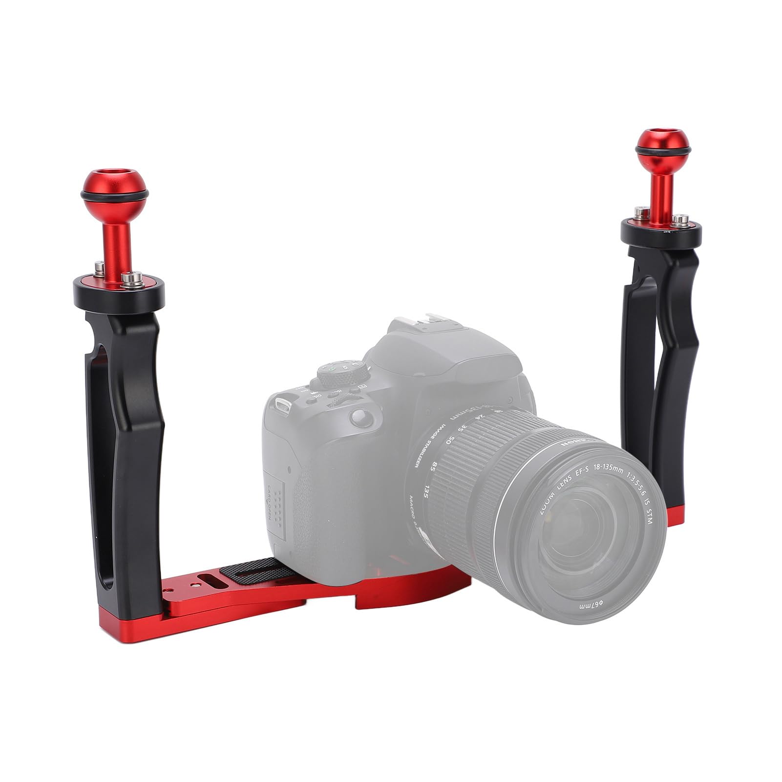 Keenso Aluminiowy Stabilizator Tacy z Podwójnym Uchwytem Zestaw do Nurkowania Obudowa Aparatu Podwodnego Mocowanie Obudowy Zapewniające ergonomiczną konstrukcję Fotografowanie, Oświetlenie do