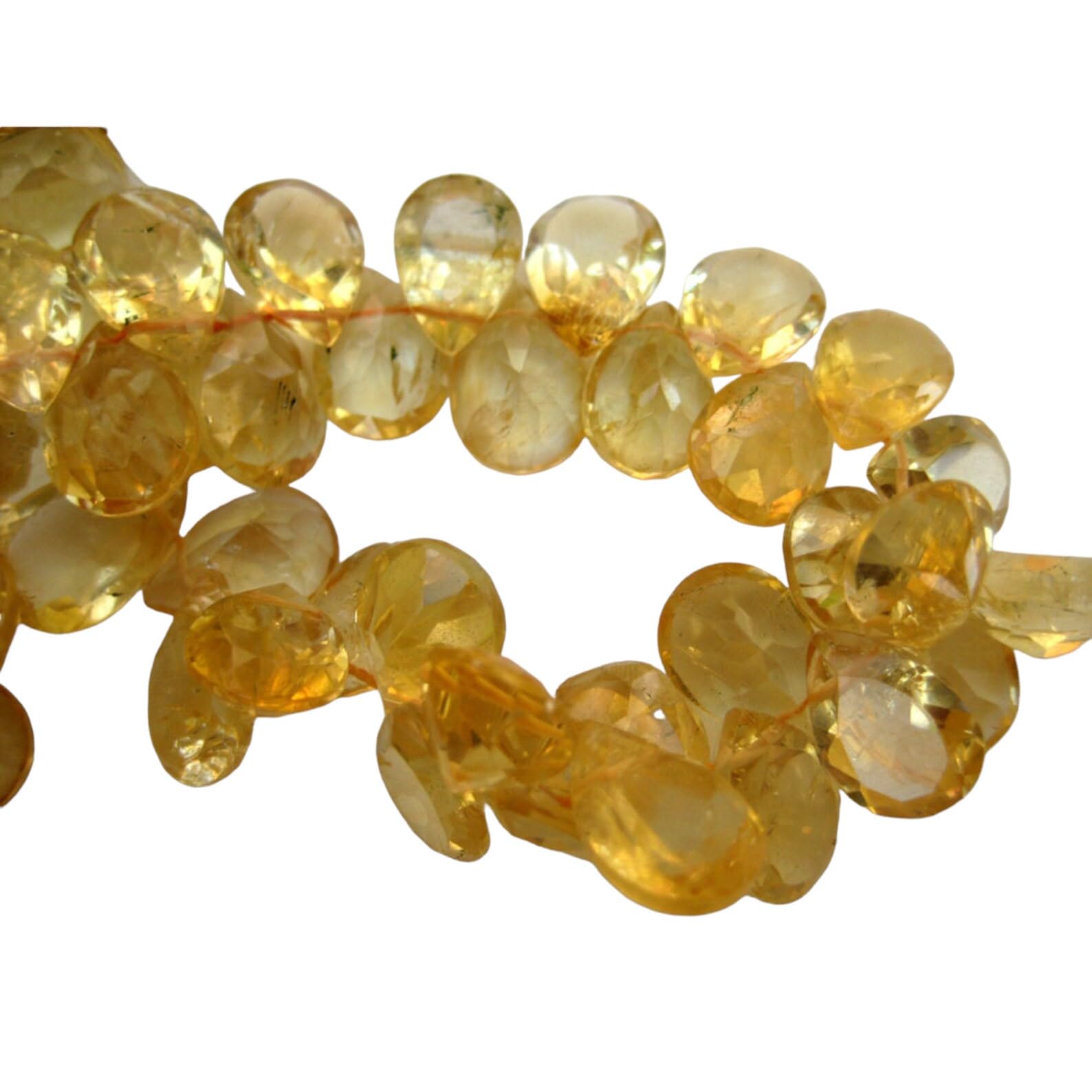 Perles citrine naturelles facettées briolettes poire 9x12mm pour création de bijoux