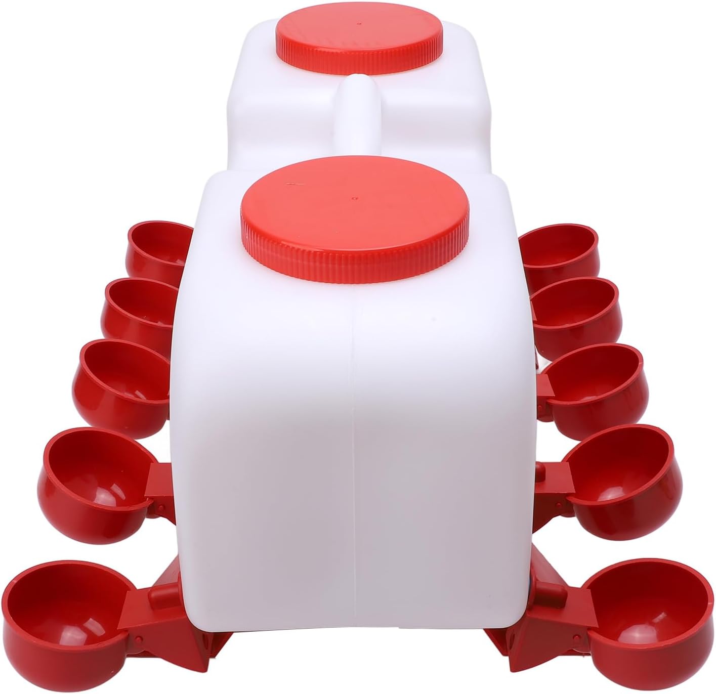 Chicken Waterer Set,Semi Automatic Poultry Water Feeder Chicken Coop Accessories,Chicken Water Dispenser,Anti Tipping Plastic Hygienic Chicken Watering System for Poultry Farm