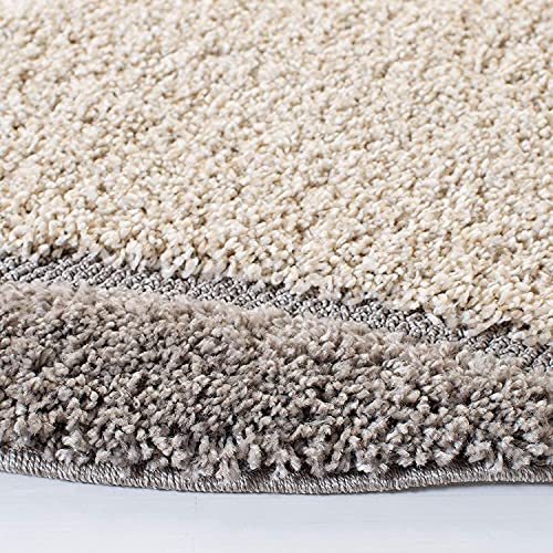 Image of Round Shaggy Fur Rugs and Carpet for Bedroom, Living Room (5x5 Feet Round, Beige, Ivory)