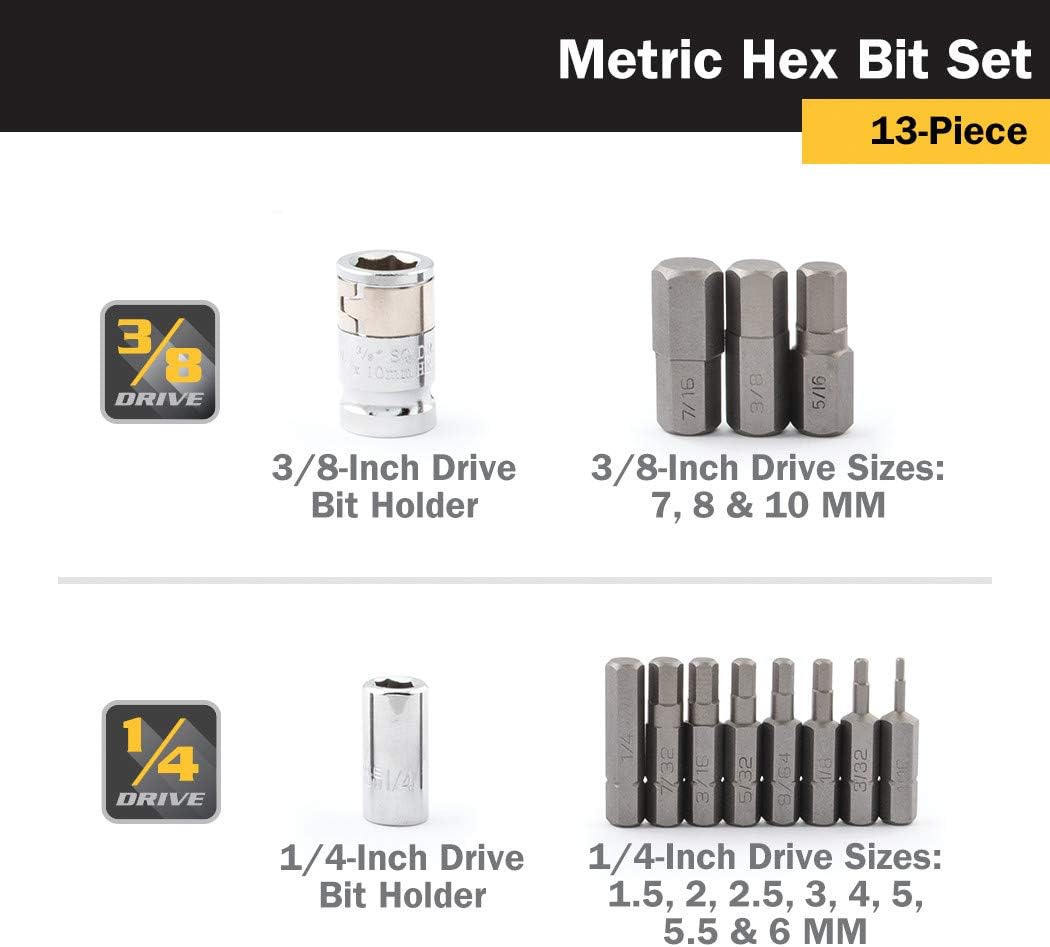 Titan Tools 16112 13-Piece Metric Hex Bit Set