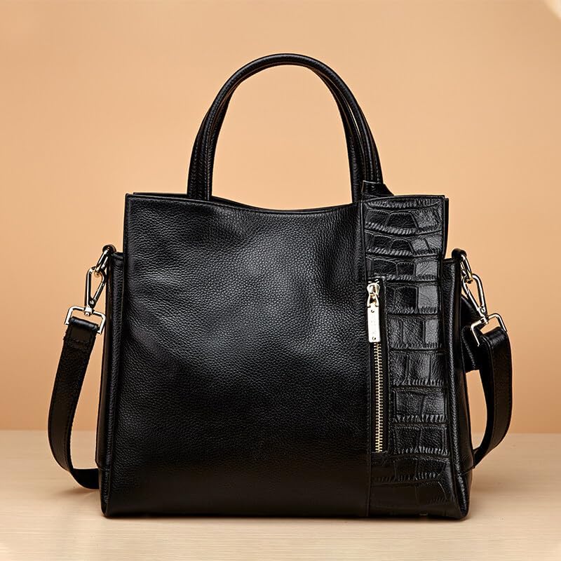 Genuine leather crocodile pattern women's handbag with large capacity cowhide one shoulder crossbody bag
