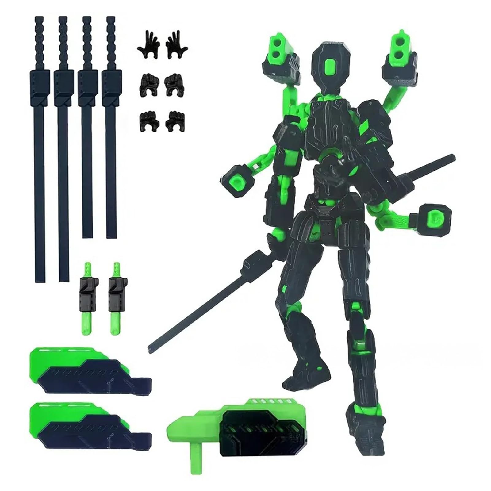 HshDUti T13 Action Figure Set (Assembly Completed), 3D Printed Multi-Jointed Movable Titan13 Lucky Dummy 13 Mobile Robot, Nova 13 Action Figures Desktop Decorations for Game Lovers Toy Red Black