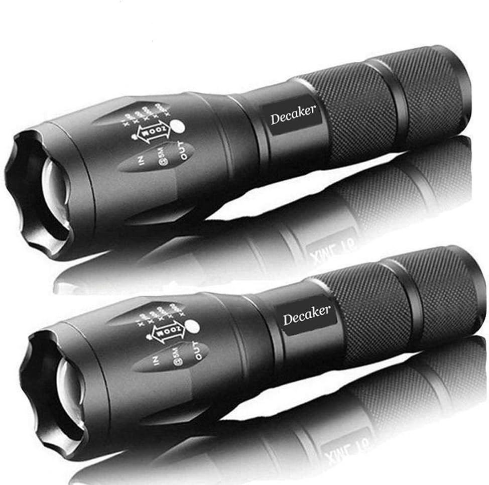 Military Grade Tactical LED 3000 Lumens 5 Light Mode Zoomable Waterproof Flashlight Torch,2-Pack