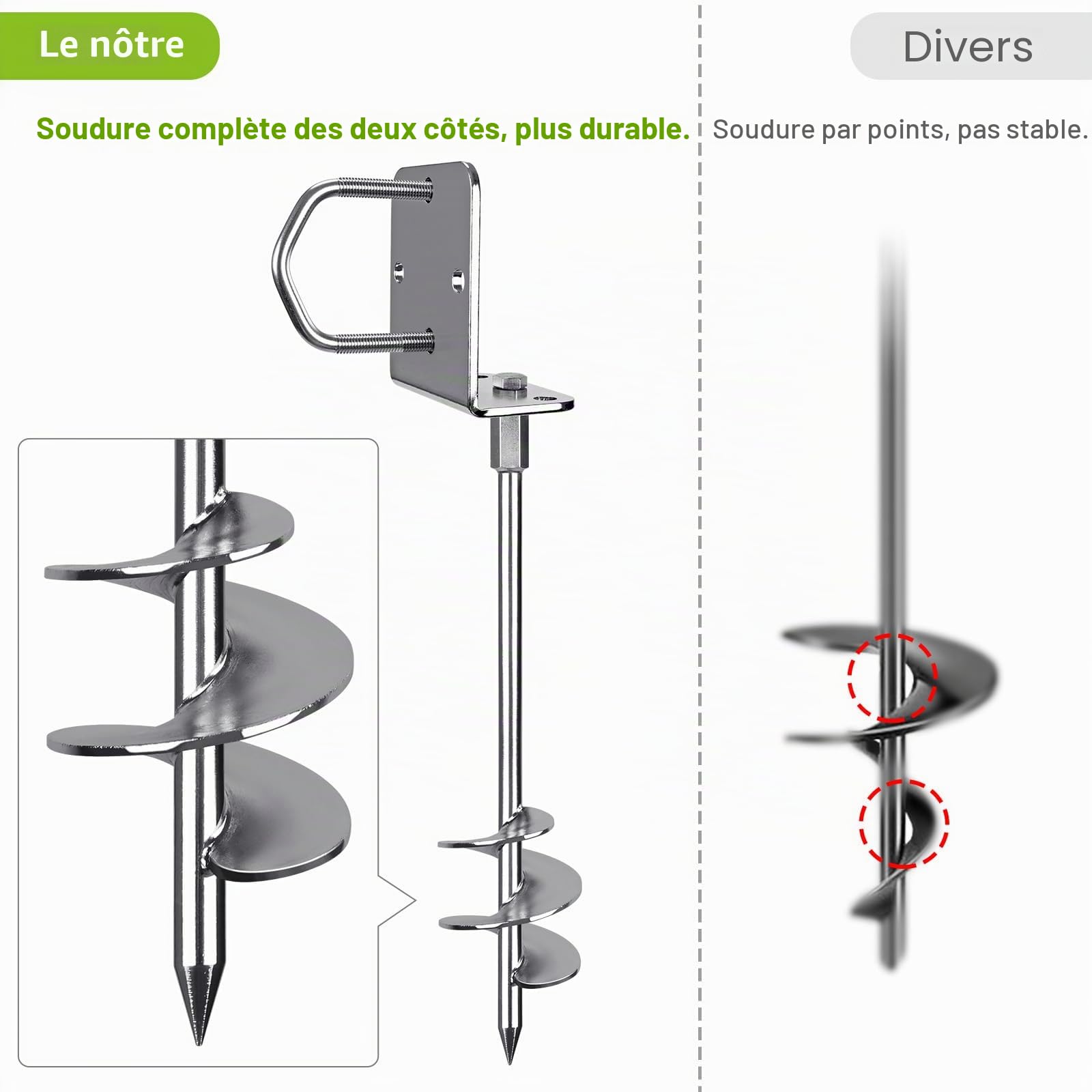 Insaga Lot de 6 piquets de tente, piquets d'ancrage de terre en métal très résistants, lame en spirale de 51 cm, kit de trampoline pour balançoire, camping, abri de jardin, chien, abri de voiture avec