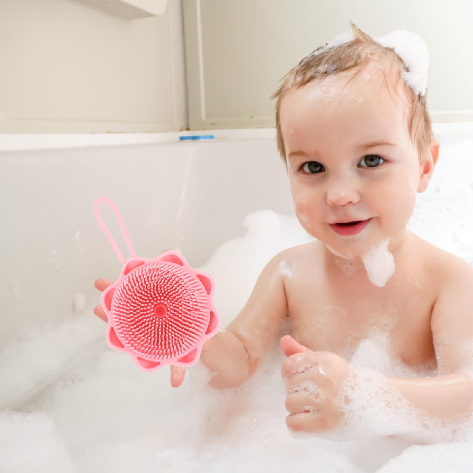 HAPINARY Practical Baby Bath Brush Shower Scrubber Grade Silicone for Safe Bathing Experience Random Style