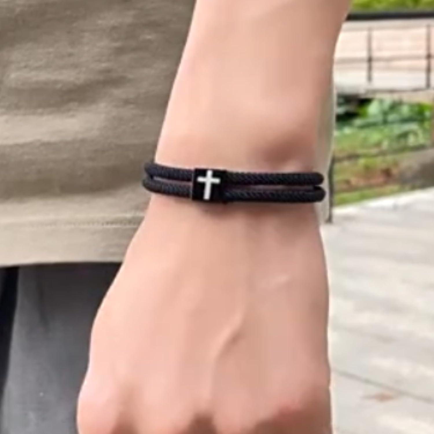 72ore To My Son Bracelet from Dad Mom Gifts for Son Black Cross jesus Bracelet Gift for Men Birthday Inspirational Gifts for Him - Image 2