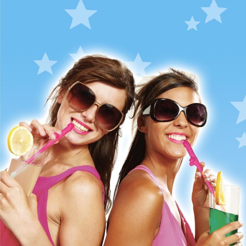 10 Cannucce pisello rosa riutilizzabili per bevande alla festa hot di addio al nubilato sexy party gadget per adulti 18+