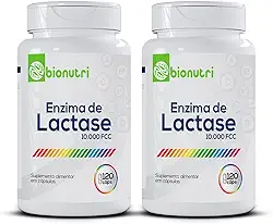 Kit 2x Enzima Lactase 10.000 Fcc Alta Concentração 120 Cápsulas Intolerância a Lactose Bionutri