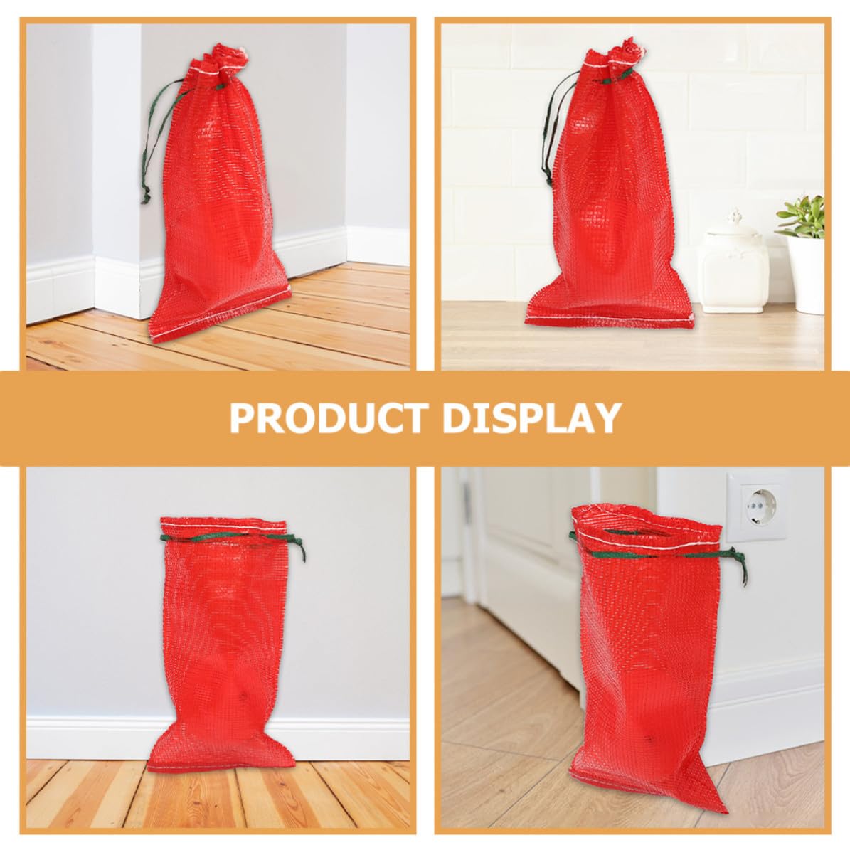 Healeved Bolsas Gran Capacidad 50 de Malla Roja Cordón Reutilizables Resistentes al Desgarro para Almacenamiento de Verduras y Mariscos para Uso en Almacenamiento