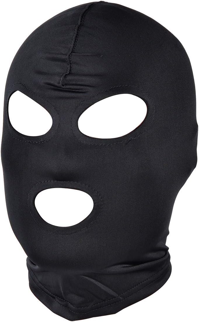Dzrige Full Cover Zentai Hood Mask Elastic Black Breathable Open Eyes Open Mouth Mask Halloween Cosplay Costume Hood Unisex Headgear