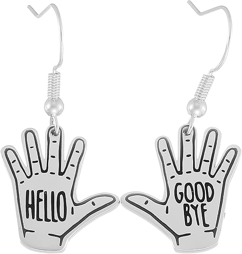 Klaus Merch - Aretes con diseño de Hello Goodbye para niñas, regalo para fanáticos de Klaus, Acero inoxidable, No es una piedra preciosa