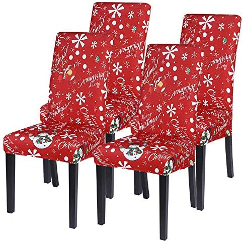 JuneJour Dining Chair Covers Set of 4 Stretch Removable Washable Kitchen Chair Slipcovers Elastic Spandex Fabric Chair Seat Protector Covers for Dining Room Living Room Hotel Ceremony