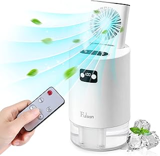 Ventilateur Silencieux Humidificateur d'Air 2 en 1 avec Télécommande 3 Vitesses Climatiseur Portable pour Maison Bureau