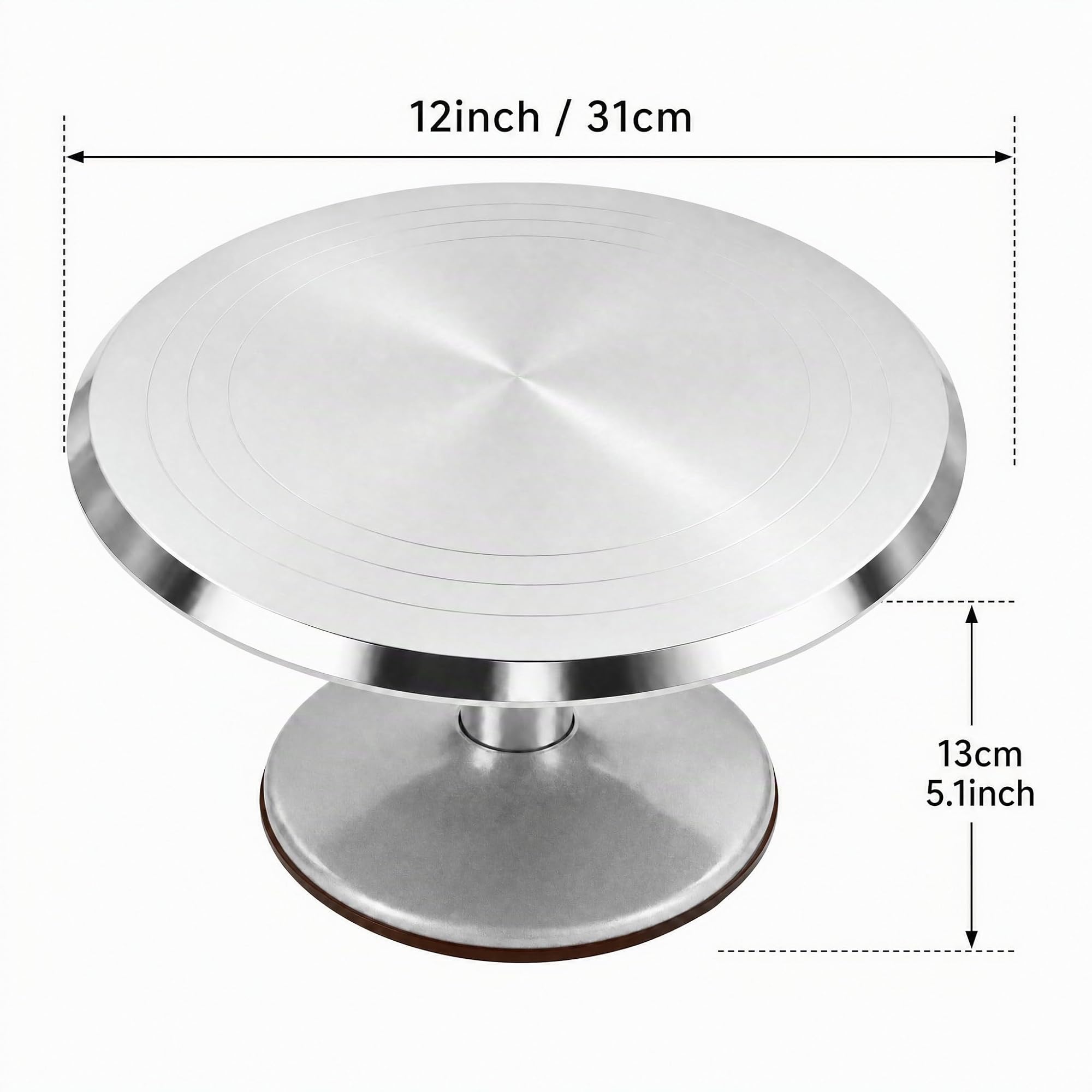 Plateau tournant à gâteaux en alliage d'aluminium 30,5 cm – Rotation lisse, base stable, facile à nettoyer – Idéal pour décorer des gâteaux et des pâtisseries