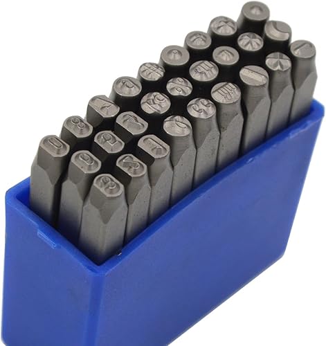 Vista 90 de Wokesi Kit de alfabeto de letras mayúsculas de 1/8" (3 mm) de altura, de acero, para timbre a mano, presión, para molde, código, etiqueta