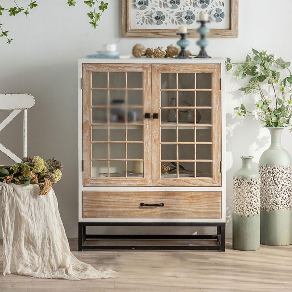 Sideboard Cabinet Solid Wood Entrance Cabinet Retro Entrance Hall Side Cabinet B&B Dining Side Cabinet Living Room Bedroom Storage Storage Cabinet Sideboard Cabinet with Drawers