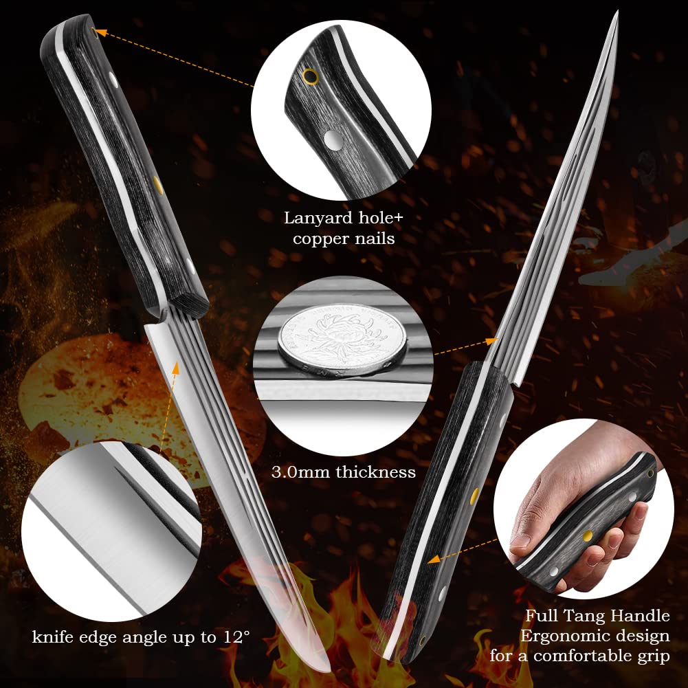 Home Safety Coltello da Macellaio, Coltello da Cucina Professionale 17cm per Disossare Forgiato a Mano per Carne Verdure Coltello per Grigliare all'aperto con Manico Ergonomico in Legno