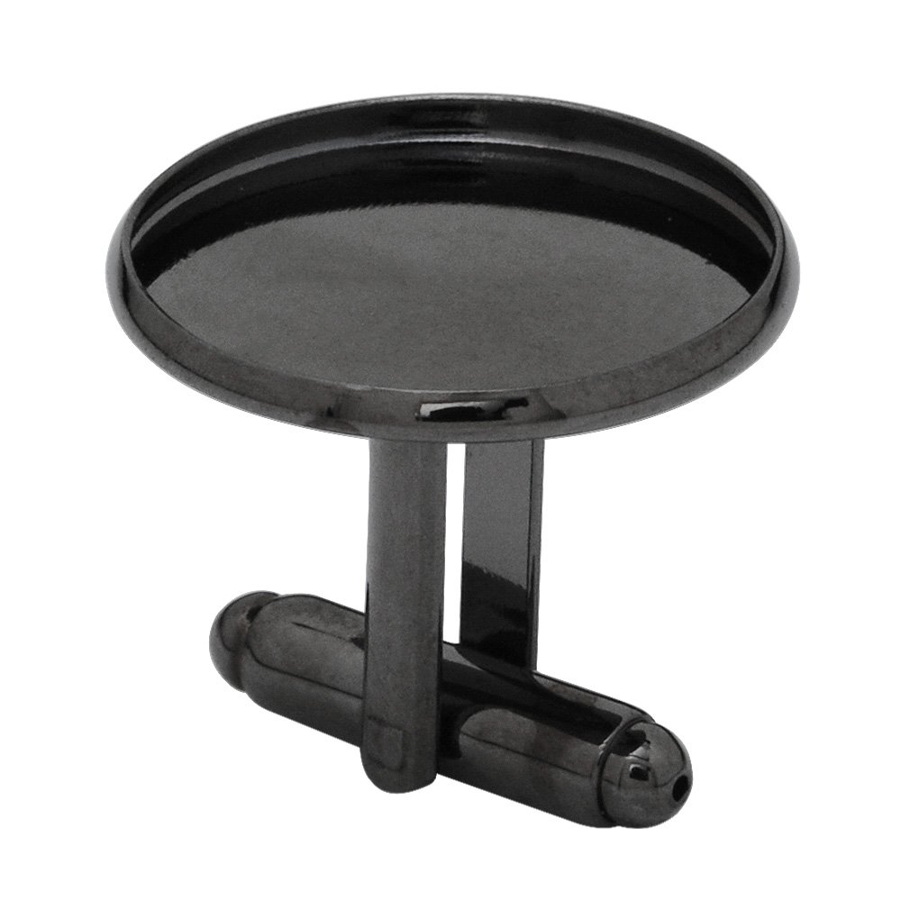 Rosebeading Gun Metal Black 20Pcs Cufflink Blanks With Round Bezel, Fit 20Mm Round Cabochons, Cufflink Settings,