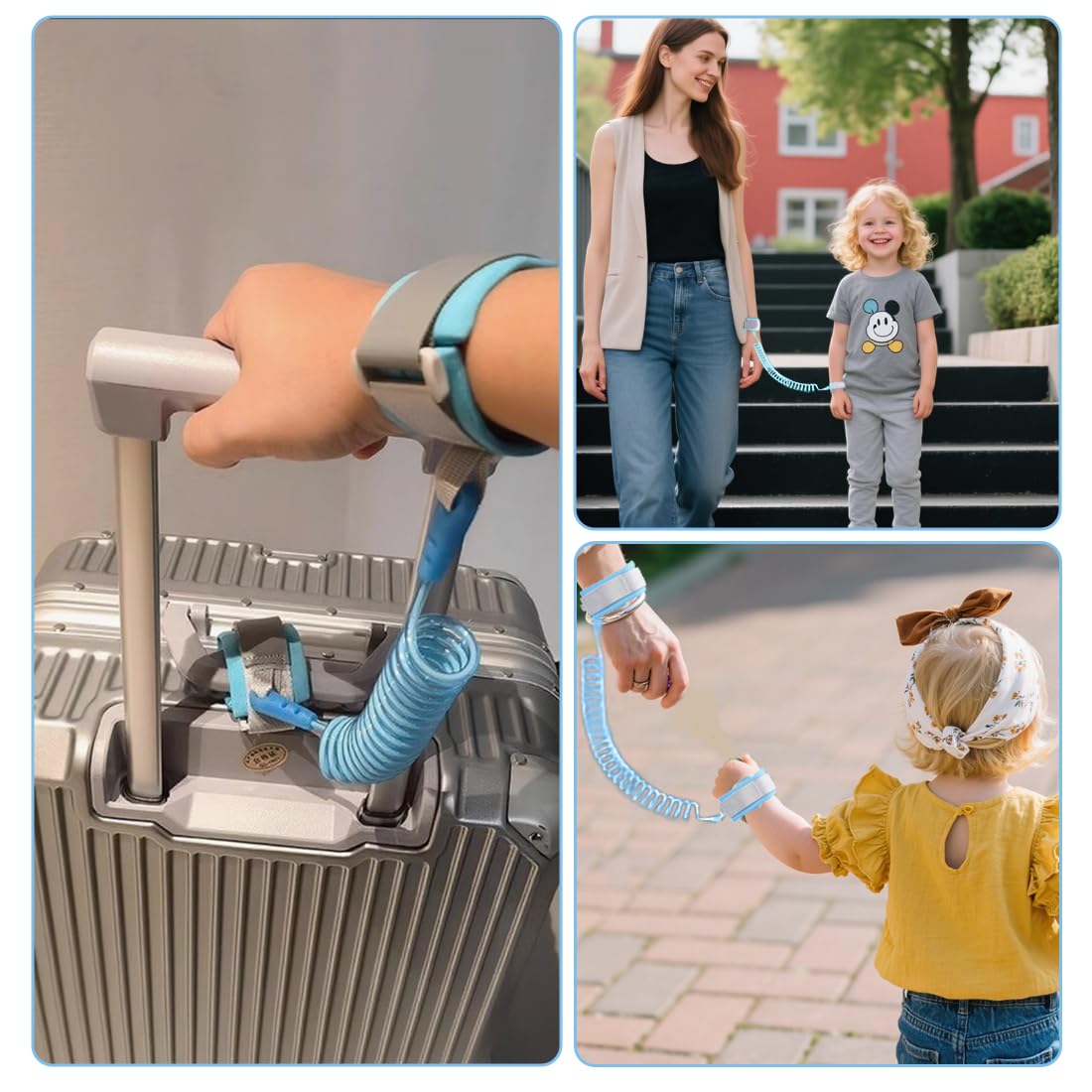 1 Pcs Harnais Enfant, 1.5M Bracelet Enfant Sécurité, 360 ° Réglable errure à induction magnétique Laisse Enfant Sécurité Poignet, Bracelet enfant securite, Bracelet Anti perte Harnais Laisse