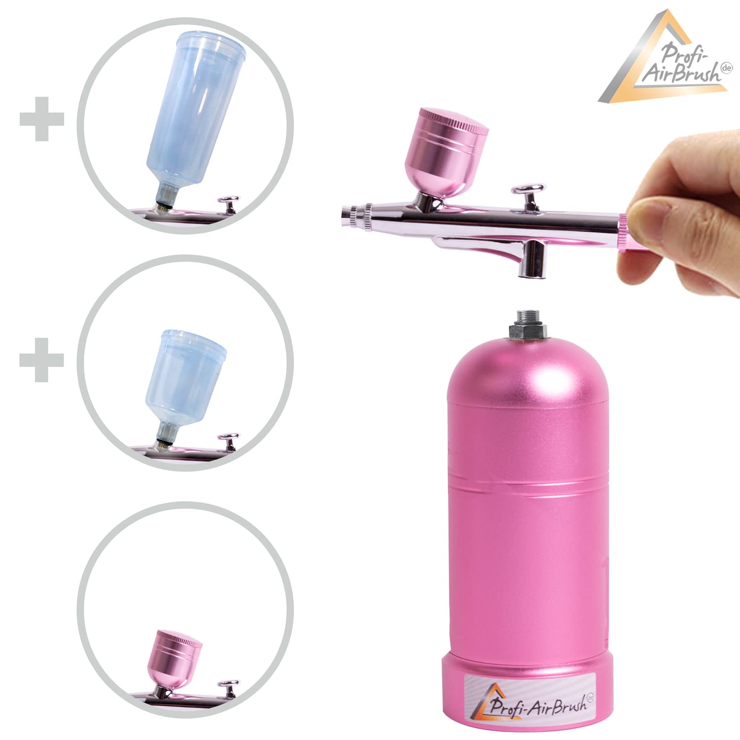 Airbrush, Spritzpistole Set, Kompressor Set Airbrush Kit, Kabellose Airbrush Set - Mini Airbrush Kompressor für Farben, Makeup, Kosmetik mit Airbrushpistole (ACCU-Star I ROSA)