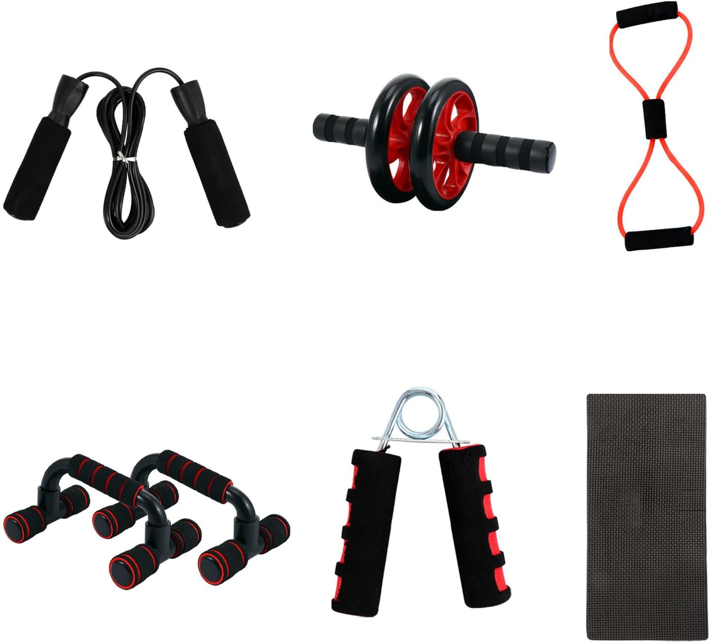 POPETPOP Red Double Wheel Ab Roller Set for Home Gym Unisex Abdominal Exercise Equipment with Stable Structure and Tear-resistant Material for Core Workout