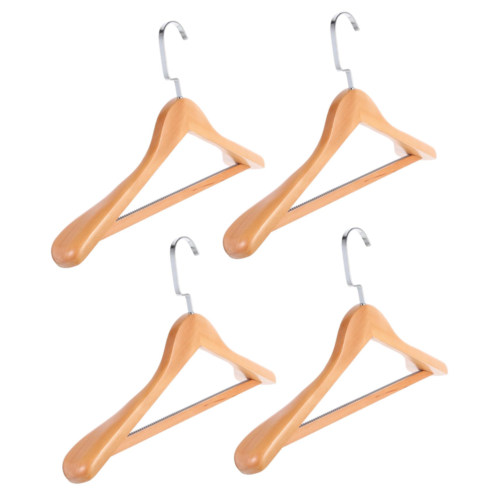 OFFSCH 4pcs Solid Wood Clothes Hangers with Hooks Non Slip Coat Hangers for Suits Jackets and Heavy Clothing for Closet Organization