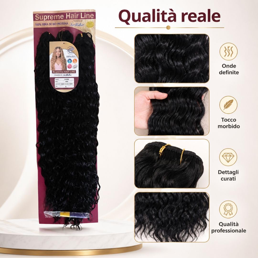 Extension Capelli per Crochet Braids in Bioproteina, Effetto Ondulato, 300gr - Texture 100% Naturali, per Hair Styling Ondulati e Ordinato, 3 Lunghezze 70, 65, 60cm, GLORIA (Brown/Honey Blonde Meches)