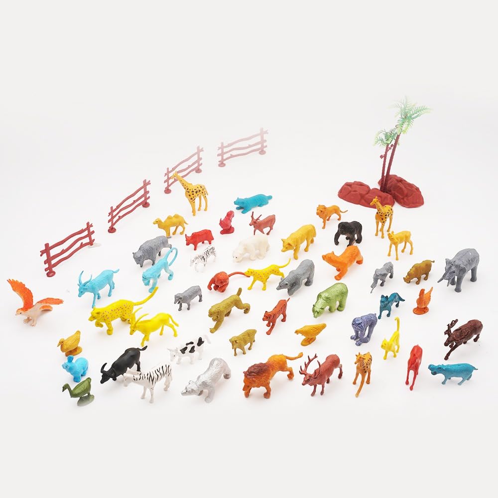 ToyMagic Animal Set 58Pcs | Includes 50 Realistic Animal Figurines and Accessories | Perfect for Educational Play and Imaginative Adventures | Ideal for Kids Aged 3 and Above
