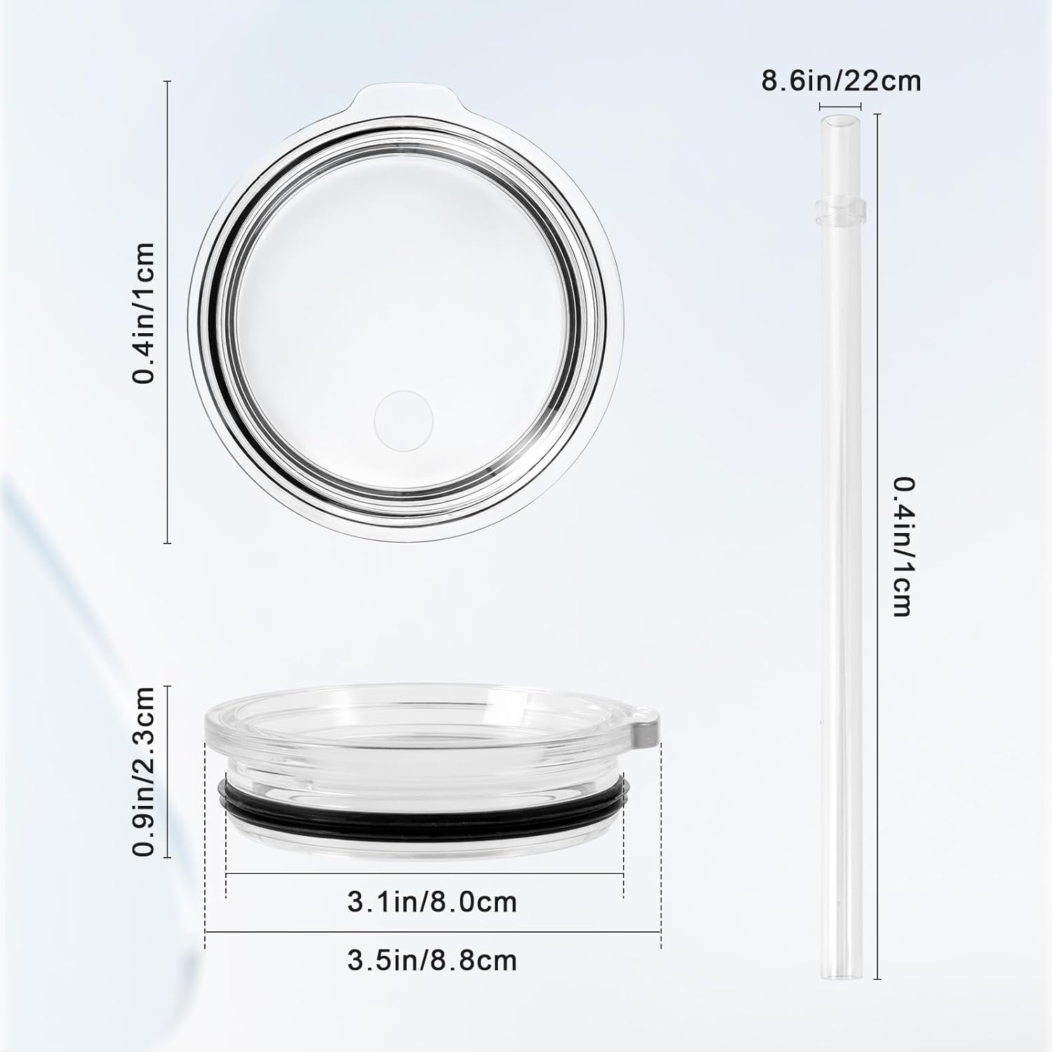 2 PCS Straw Lid for 20oz Yeti Tumbler, Transparent Tumbler Straw Lid Top Replacement Compatible with 20oz Yeti Rambler Straws Mug, Spill Proof Cup Cover with Straws and Cleaning Brush - Image 2