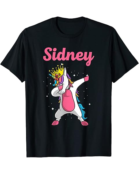 SIDNEY Name Personalized Birthday Dabbing Unicorn Queen T-Shirt