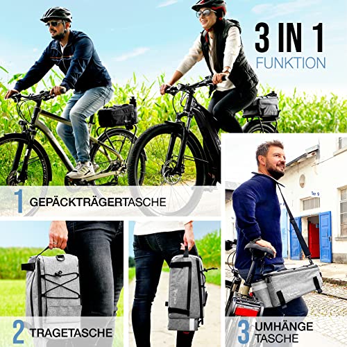 MIVELO - Fahrradtasche für Gepäckträger - Kühltasche Fahrrad - isolierte Gepäckträgertasche - wasserabweisend - 10L - grau