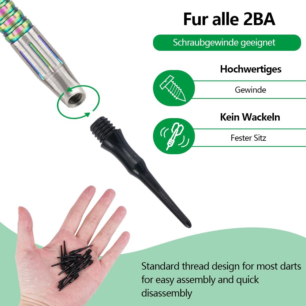 200 Pièces Embout Flechette Pointe Plastique 2ba, Remplacer Flechette Pointe Plastique, Pointes de Fléchettes en Plastique Souple de Qualité Supérieure, Idéales pour Débutants Amateurs Fléchettes