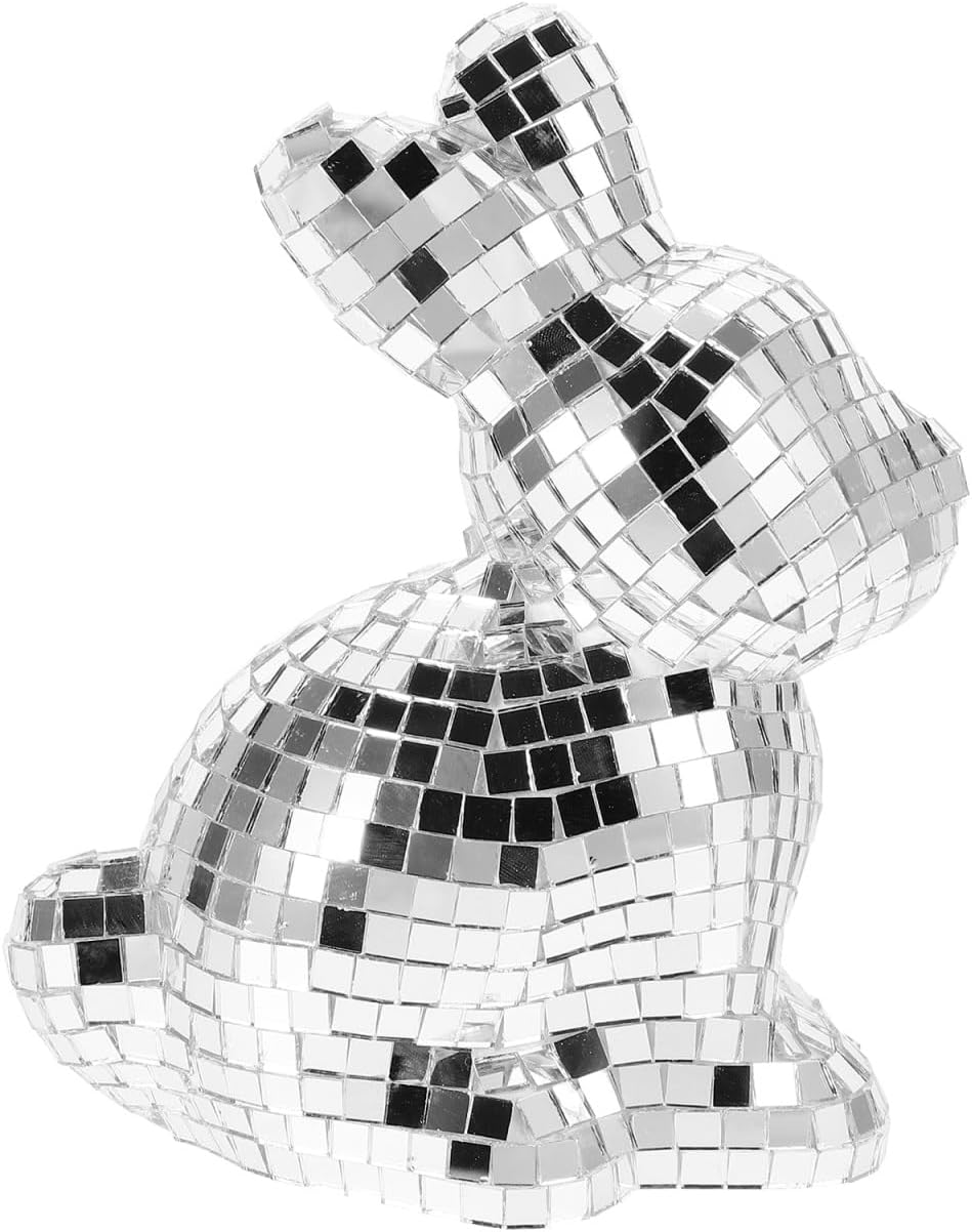 Disco Ball Conejo Levemolo Decoración Espejada Plateado miniatura 1
