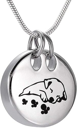 Collar de urna de cremación Colgante de Ceniza de Perro Colgante de Plata Redondo Asiento de Ceniza conmemorativo Collar de cremación Collar Urna